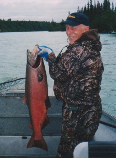 Author with king salmon caught on great day on the Kenai River.