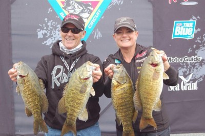 George Liddle and Janet Parker with some nice smallies at a recent bass tournament. Image courtesy Bear Solis Outdoors.