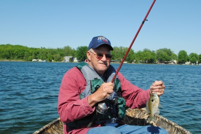 Bluegill Bob Miskowski with a Vineyard Lake bluegill.