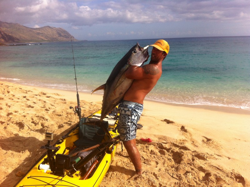 Isaac Brumaghim is one of most well known anglers in the Hawaii kayak fishing scene, and is rather fond of tuna. 