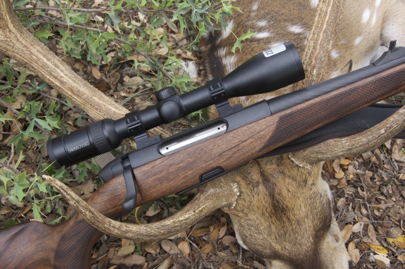 The .270 SM 12 rifle the author used to fell the buck resting in the animal's antlers.