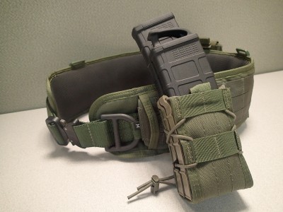 HSGI's Sure-Grip Padded Belt makes a great bug-out belt. Attached in this picture is an HSGI TACO X2R pouch holding one 30-round PMAG and a 40-round PMAG.