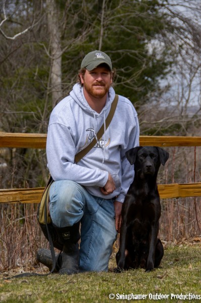 Jeremy Moore of Dog Bone Hunter, pictured with his six-year-old female English Labrador, Finn. His mantra: keep it positive and always be training. 