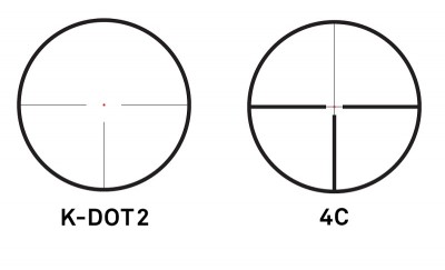 Two reticle options are available – the K-Dot 2 or the 4C-RD. 