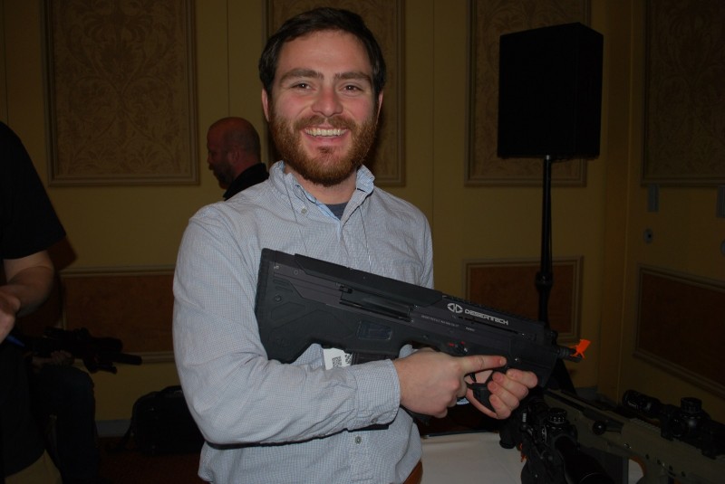 More evidence that bullpups make you smile. OutdoorHub's Eddie Pierz with the MDR-C. Beard for scale.