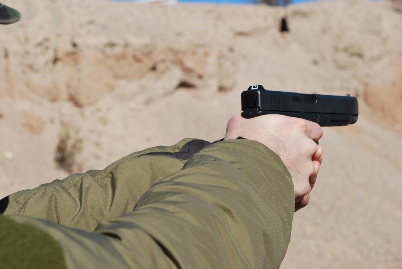 The author firing the Glock 41.