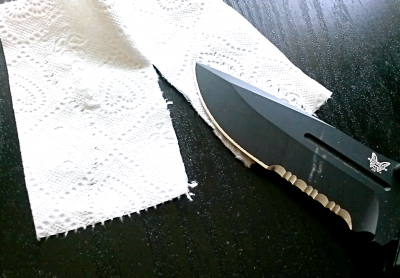 Toilet paper test. If a knife is sharp enough to cut toilet paper, well, it's sharp enough to cut toilet paper.