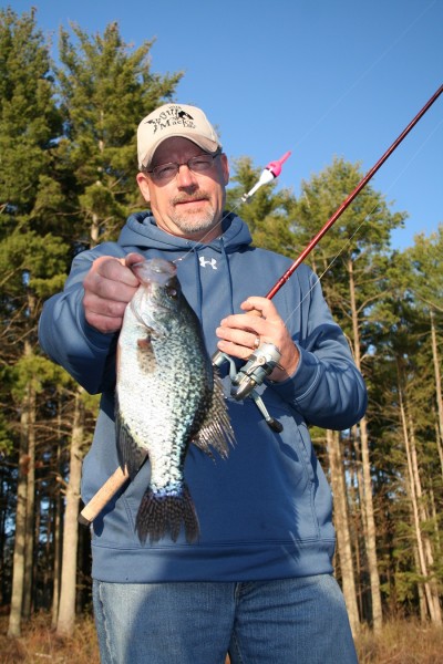 One of the best ways to catch these spring crappies involves using a long rod with a slip bobber and a minnow. 