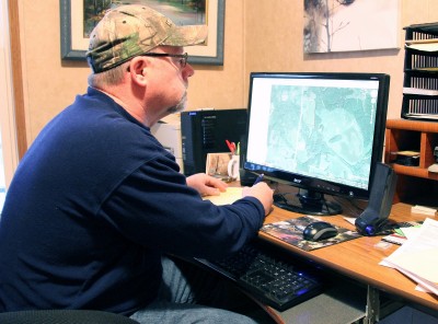 A successful hunt starts from home in the spring. The author spends significant amounts of time analyzing public hunting land in aerial photos, looking for that next hunting hot spot. 
