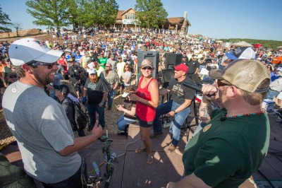Brian Quaca of Sportsman’s Channel, “Pigman: The Series,” on stage during the U.S. Open Bowfishing Championship.