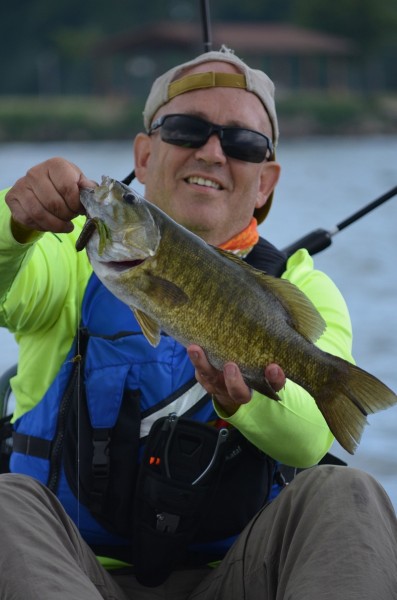 Rich caught all of his fish on a tube bait he’d rigged weedless and drifted over shallow weeds, letting the wind push his kayak.
