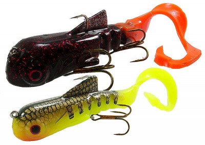 The Bull Dawg is a popular “heavy rubber” lure for probing the outside edges of weedlines for suspended muskies. Image courtesy Musky Innovations.