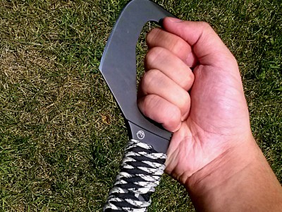 Gripping the Farson Hatchet this way without paracord is not comfy. Using the paracord-wrapped handle is only mildly better, since the cord will slip during use.