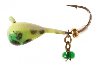 The Dingle Drop XL comes in a 1/32 oz weight with a #10 hook size.
