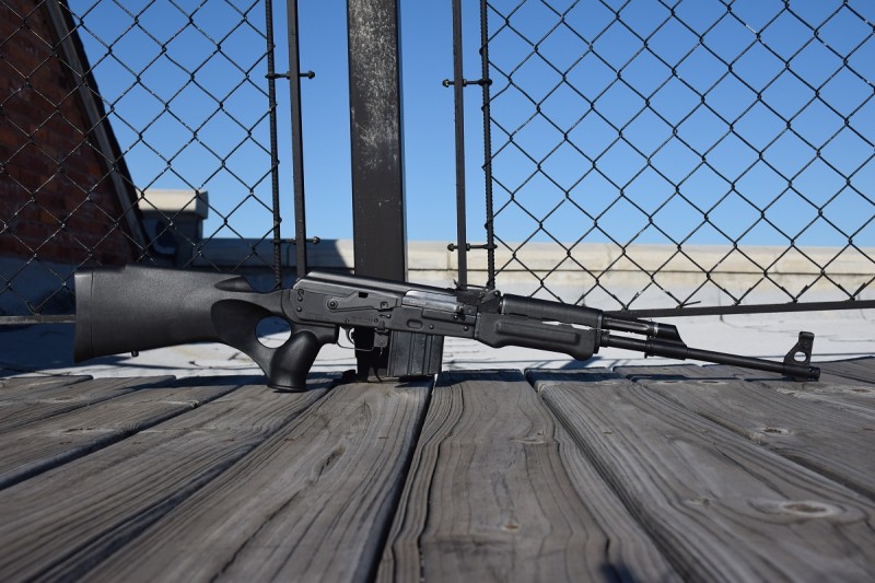 A right-side view of the Zastava PAP M77 PS rifle.