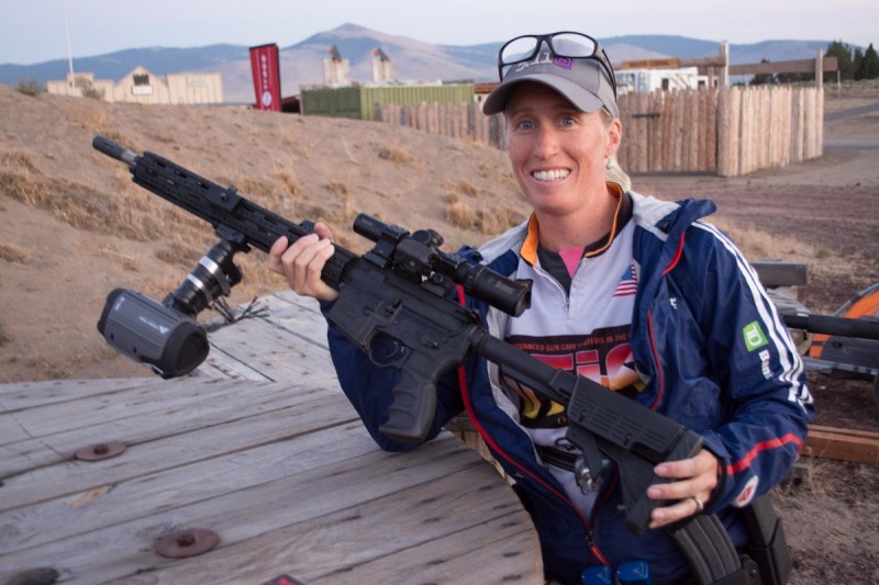 Olympic biathlete Tracy Barnes shows off here 3 billion candlepower custom light. I never could figure out where she carried the car battery...