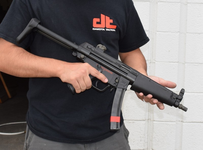 One of Stoppiello's D54Ps with a select-fire trigger housing and telescoping sock.