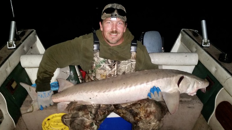 Don McChristian also made a catch with this 57-inch sturgeon.