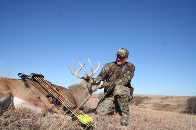 : The author shot this buck on a windy day in Kansas a few years ago. High winds can be used as an excuse to stay home of you can make the most of it. 