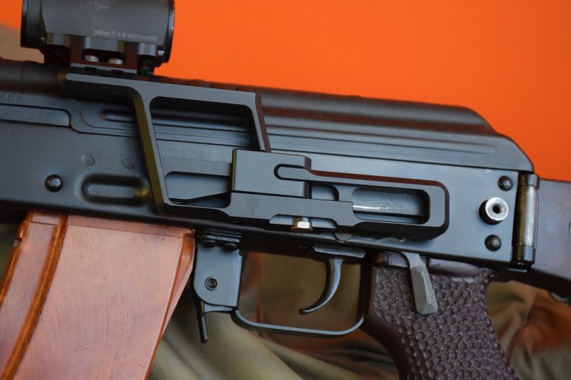 A close-up on the AK-301 and AKML on Scot's Bulgarian AK carbine. AK-300 lowers can be adjusted to fit almost any Eastern European or Serbian side rail by using the adjustable locking bolt on the bottom of the lower. Image by Matt Korovesis.