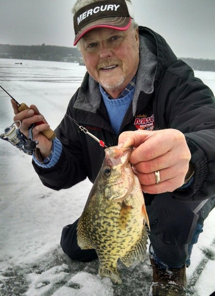 Don Olson of Minnesota uses the tried-and-true Swedish Pimple for crappies. Photo courtesy of Don Olson.