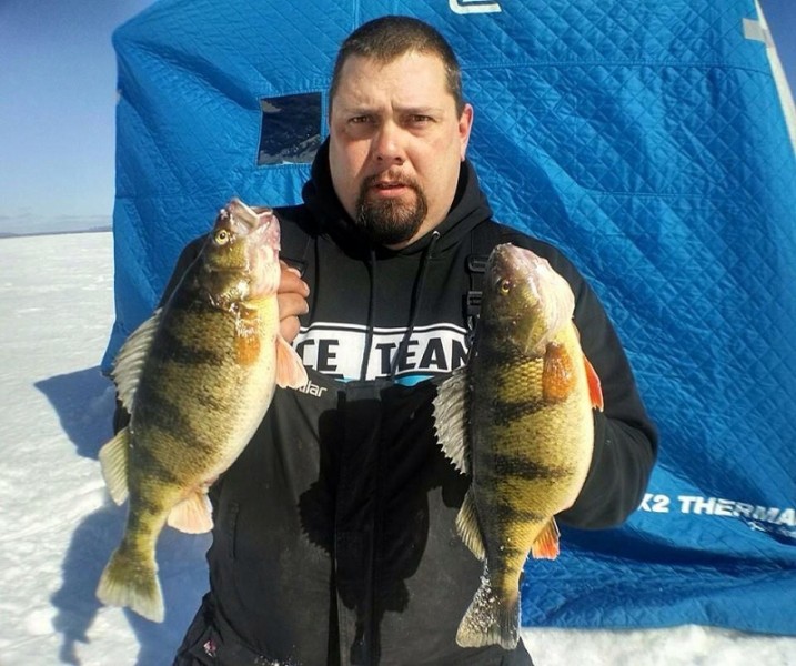 Guy Jon Sibley with his magnum jumbo perch from Lake Gogebic. Image courtesy Guy Jon Sibley.