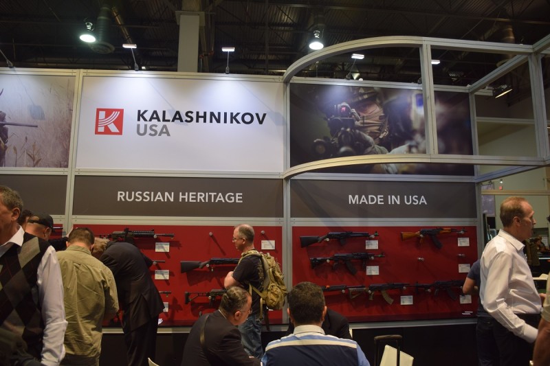The Kalashnikov USA booth at SHOT 2015. The firearms on display were still built in Russia, but the company hopes to have their first American-made AKs available later in 2015.