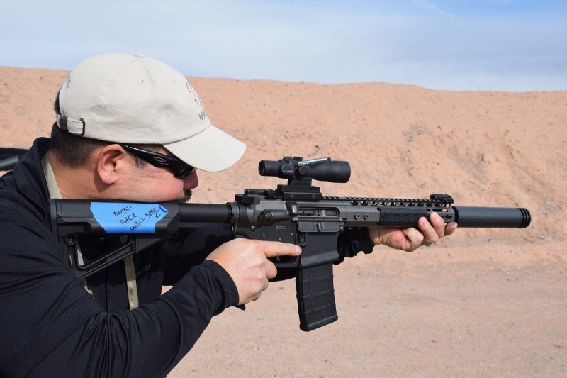 The SilencerCo Omega being used on a 300 BLK AR at Media Day. Image by Matt Korovesis.
