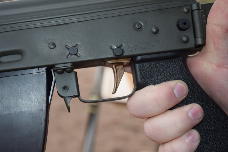 The ALG Defense AK trigger. This picture was taken at SHOT Show 2015's Industry Day.