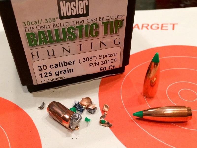 The Nosler hunting round left a large base position that penetrated deep.