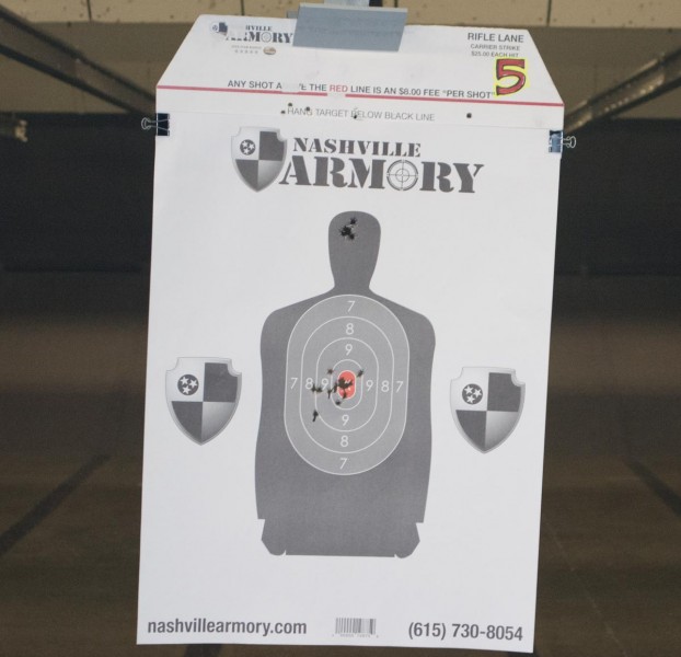 I found the Glock 43 easy to shoot. The low left flyer must have been from a shooter in the next lane...