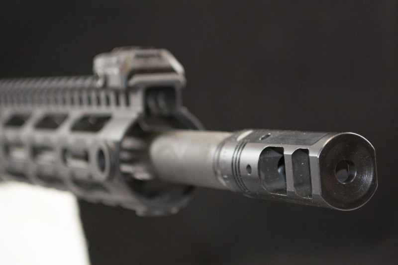 The FN 15 DMR's muzzle is topped with a SureFire ProComp 556 brake.