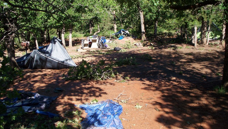 The destroyed campsite. 