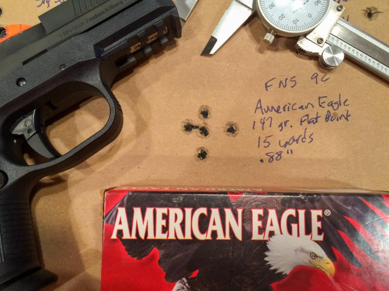 The American Eagle 147 grain ammo was an accuracy surprise.