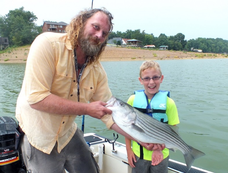 Parker’s first fish was a nice striper, but the fish got bigger as the evening wore on. 