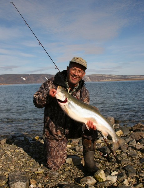 Tom Hoffman with a 14-pound Arctic char.