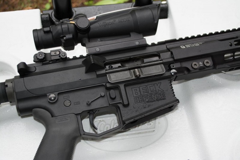 As it's built on an AR-10 platform, there's a bigger mag well and upper receiver.
