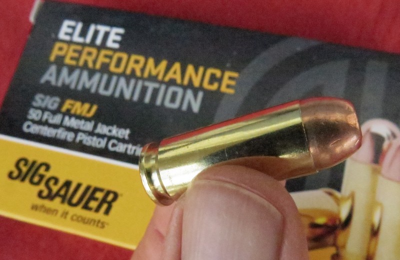 The author used Sig's 180-grain FMJ load for testing.