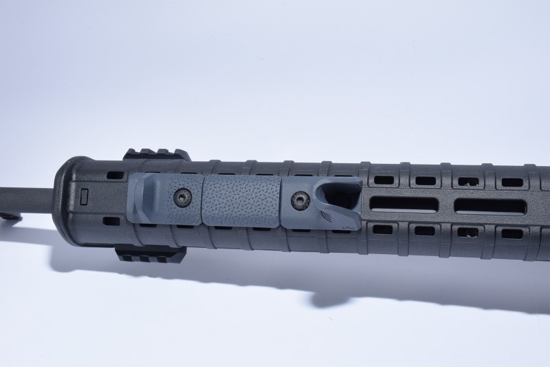 The Zhukov handguard's forward M-LOK slots are perfect for mounting something like a handstop.