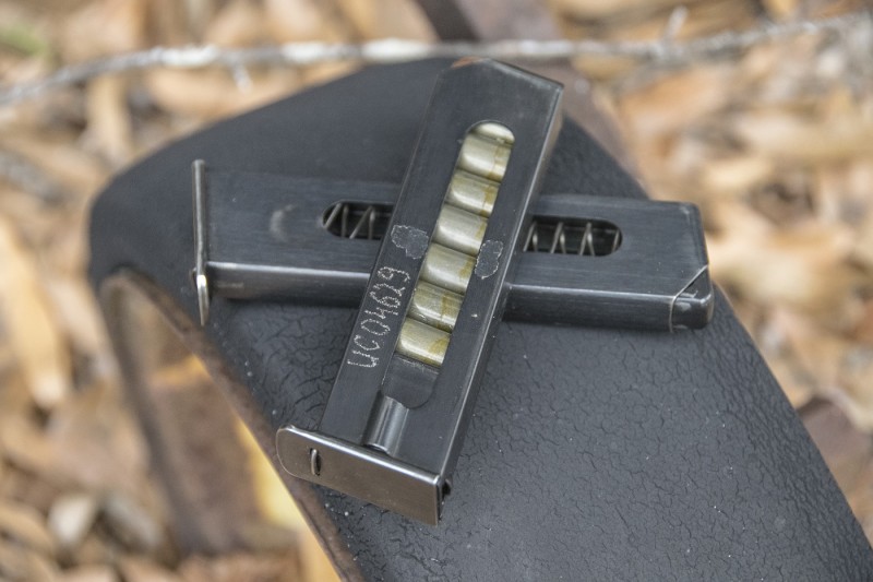The Wanad's narrow magazines hold eight rounds and feature windowed sides.
