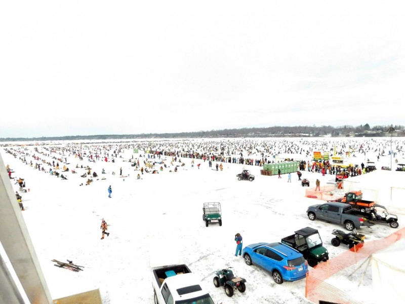 Billed as the world’s largest charity ice fishing tournament, the event draws 10,000-13,000 paid participants each year.