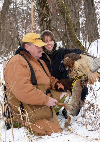 Patrick and Kelly LaBarbera of Black River Falls consider themselves hunting partners with their red-tailed hawk, Nala.
