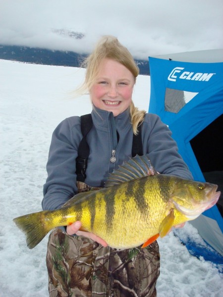 12-year-old Tia Wiese with her world record. Image courtesy Idaho Fish and Game.