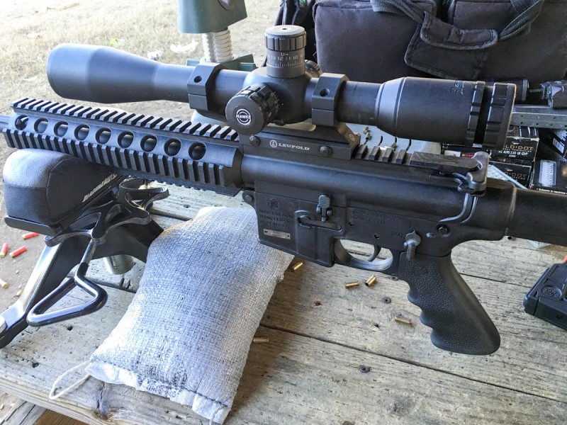 Any given .22LR ammo will move a lot faster from this Smith & Wesson M&P 15-22 than from a pistol. 