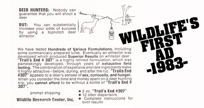 Wildlife Research Center’s first magazine advertisement from 1983.