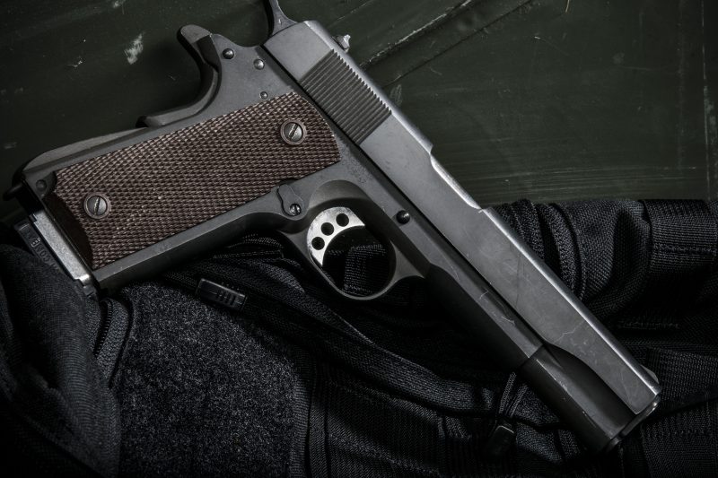 This Auto Ordnance 1911 looks like the ones carried by U.S. soldiers in WWII, but the internals and the trigger are different.