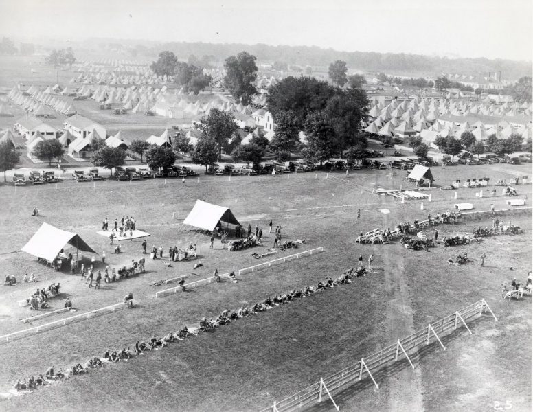 The NRA National Matches at Camp Perry as seen from the air, circa 1923.