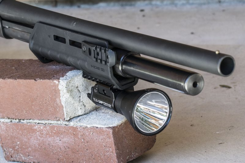 Magpul's MOE M-LOK handguard is ultralight and allows mounting of accessories via the M-Lok slots like this Streamlight TLR-1 HP.
