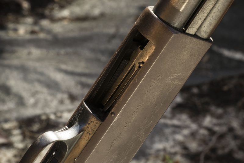 The Ithaca 37 ejects from the bottom, making it suitable for southpaw shooters. It also makes reloading the gun very easy.