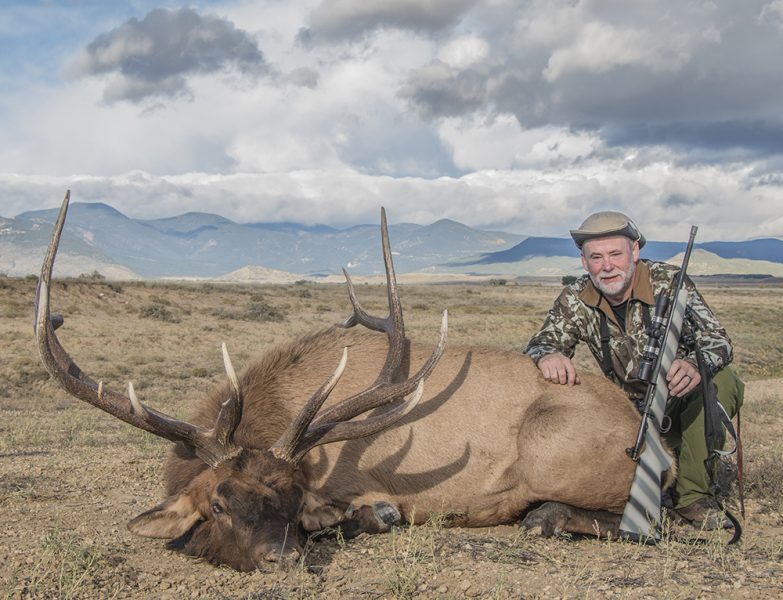 This bull elk was taken by the author with a single Hornady ELD-X bullet at 324 yards. With the second additional aiming mark on the Burris Ballistic Plex reticle zeroed for 300 yards, making the shot was simple.